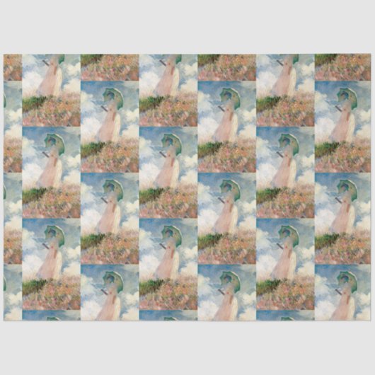 vrouw met een parasol naar links monet tissuepapier (Voorkant)