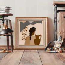 Vrouw met een pitcher in Abstracte stijl Poster