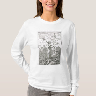 Vrouw met een Raven, op de rand van een neerslag T-shirt