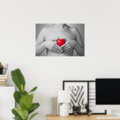 Vrouw met een rood hart poster (Thuiskantoor)
