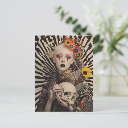 Vrouw met een schedel briefkaart (Staand voorkant)