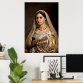 Vrouw met een sluier La Donna Velata Raphael Santi Poster (Thuiskantoor)
