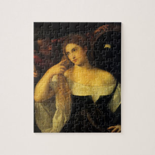 Vrouw met een spiegel van tiaan, renaissance legpuzzel