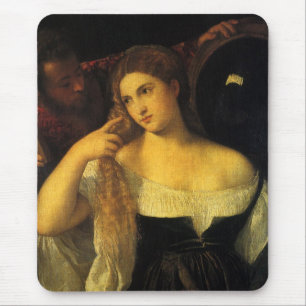 Vrouw met een spiegel van Titian, antieke Renaissa Muismat