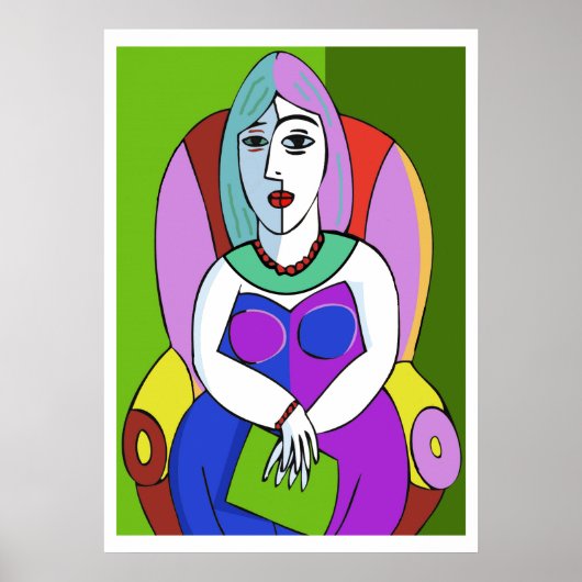 Vrouw Met Een Tablet Poster (Voorkant)