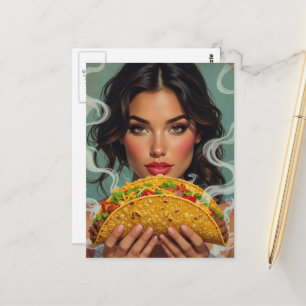 Vrouw Met een Taco Briefkaart