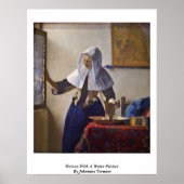 Vrouw met een waterpitcher. Door Johannes Vermeer Poster (Voorkant)