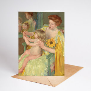 Vrouw met een zonnebloem Mary Cassatt Kaart