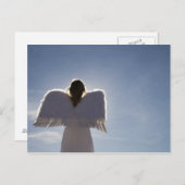 Vrouw met engel vleugels, uitzicht achteraan, drie briefkaart (Voorkant / Achterkant)