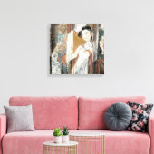 Vrouw met Floral Hairpin Canvas Afdruk (Insitu (Woonkamer))