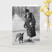 Vrouw met Franse Bulldog, jaren 1920 Kaart (Gele Bloem)