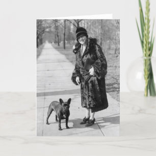 Vrouw met Franse Bulldog, jaren 1920 Kaart