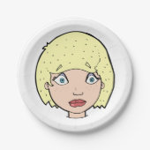 Vrouw met geel haar papieren bordje (Voorkant)