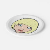 Vrouw met geel haar papieren bordje (Gekanteld)