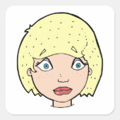 Vrouw met geel haar vierkante sticker (Voorkant)