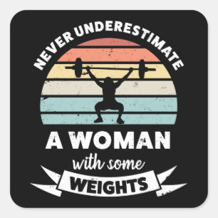 Vrouw met gewichten Funny Gift Wife Mam Vierkante Sticker