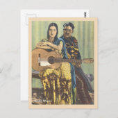  vrouw met gitaar briefkaart (Voorkant / Achterkant)