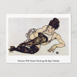 Vrouw met groene kousen van Egon Schiele Briefkaart