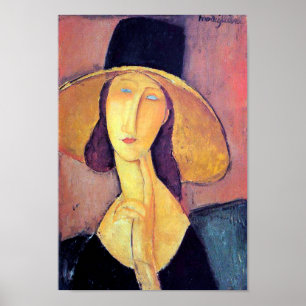 Vrouw met groot Pet, Modigliani Poster