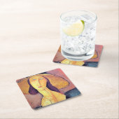 Vrouw met groot Pet, Modigliani Vierkante Kartonnen Onderzetter (Insitu)