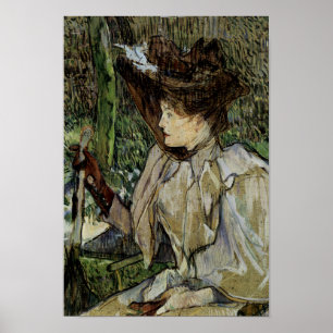 Vrouw met handschoenen van Toulouse-Lautrec Poster