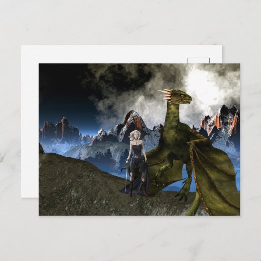 Vrouw met het Landschap Dragon Mountain Briefkaart (Voorkant / Achterkant)