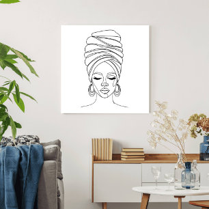 Vrouw met hoofddoek, lijntje tekening poster