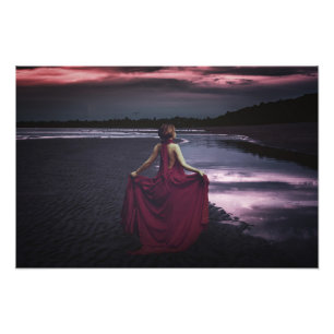 Vrouw met jurk, beeldende kunst foto afdruk