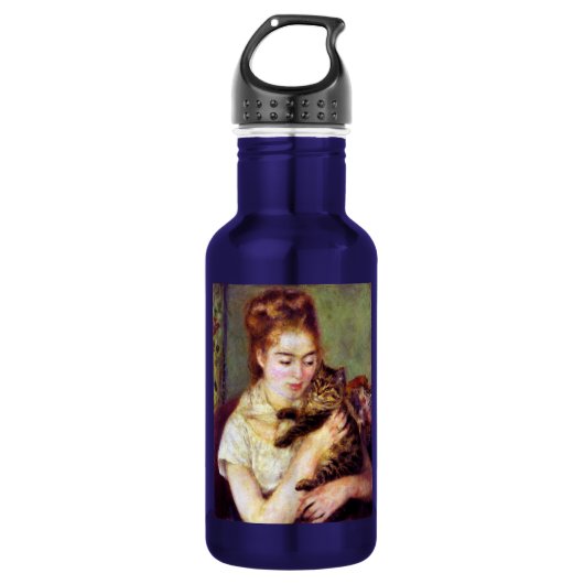 Vrouw met kat, Auguste Renoir Waterfles (Voorkant)