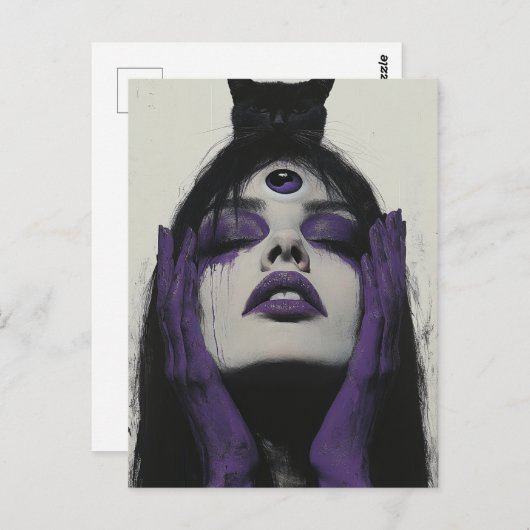 Vrouw met kat en derde oog briefkaart (Voorkant / Achterkant)