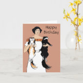  vrouw met katten, Kaart op zaterdag (Gele Bloem)