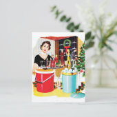 Vrouw met kerstfeestelijke Drinken Briefkaart (Staand voorkant)