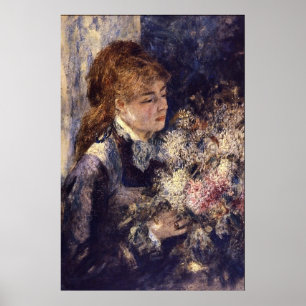 Vrouw met Lilacs door Pierre Renoir Poster