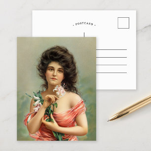 Vrouw met Lily Louis Prang & Co. Briefkaart