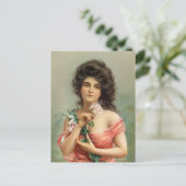 Vrouw met Lily | Louis Prang & Co. Briefkaart (Staand voorkant)