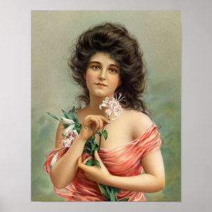 Vrouw met Lily Louis Prang & Co. Poster
