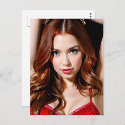 Vrouw met mooi Auburn haar Briefkaart (Voorkant / Achterkant)