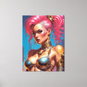 Vrouw met mooi roze haar canvas afdruk (Voorkant)