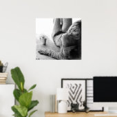 Vrouw met ochtendkoffie Potlood tekenkunst Poster (Thuiskantoor)