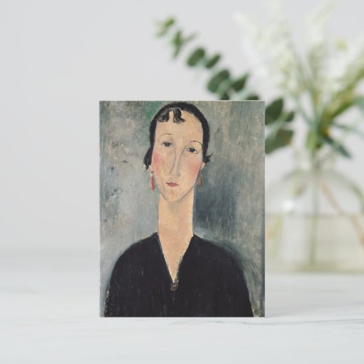 Vrouw met oorringen briefkaart (Staand voorkant)