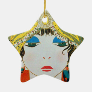 VROUW MET ORIENTAAL GEEL TURBAN Star Keramisch Ornament