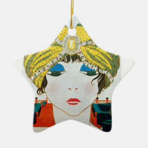 VROUW MET ORIENTAAL GEEL TURBAN Star Keramisch Ornament