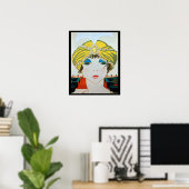 VROUW MET ORIËNTAALS GELE TURBAN / Schoonheid Mode Poster (Thuiskantoor)