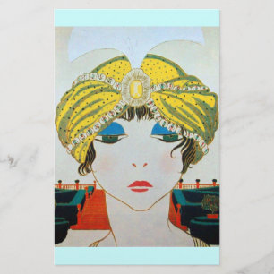 VROUW MET ORIËNTAALSE GELE TULBAND / Schoonheid Mo Briefpapier