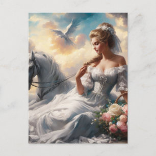 Vrouw met paard briefkaart