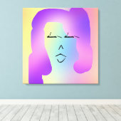 Vrouw met Paarse haar Poster Canvas Afdruk (Insitu (Houten vloer))