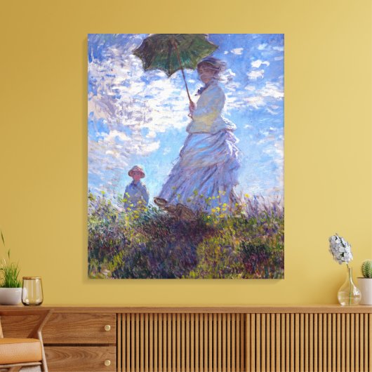 Vrouw met Parasol Claude Monet Fine Art Canvas Afdruk (Insitu (Woonkamer))