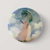 Vrouw met Parasol Claude Monet Kunst Ronde Button 5,7 Cm (Voorkant)
