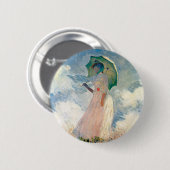 Vrouw met Parasol Claude Monet Kunst Ronde Button 5,7 Cm (Voorkant /achterkant)