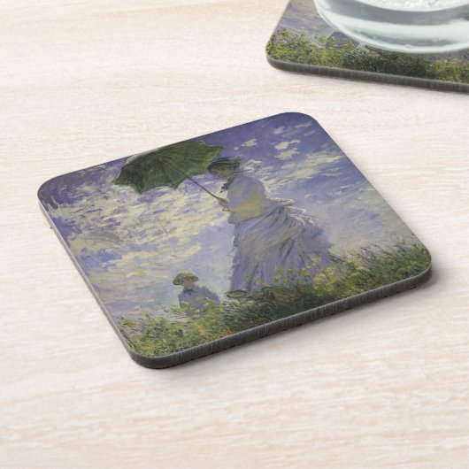 Vrouw met Parasol door Claude Monet, kunst Onderzetter (Linkerzijde)